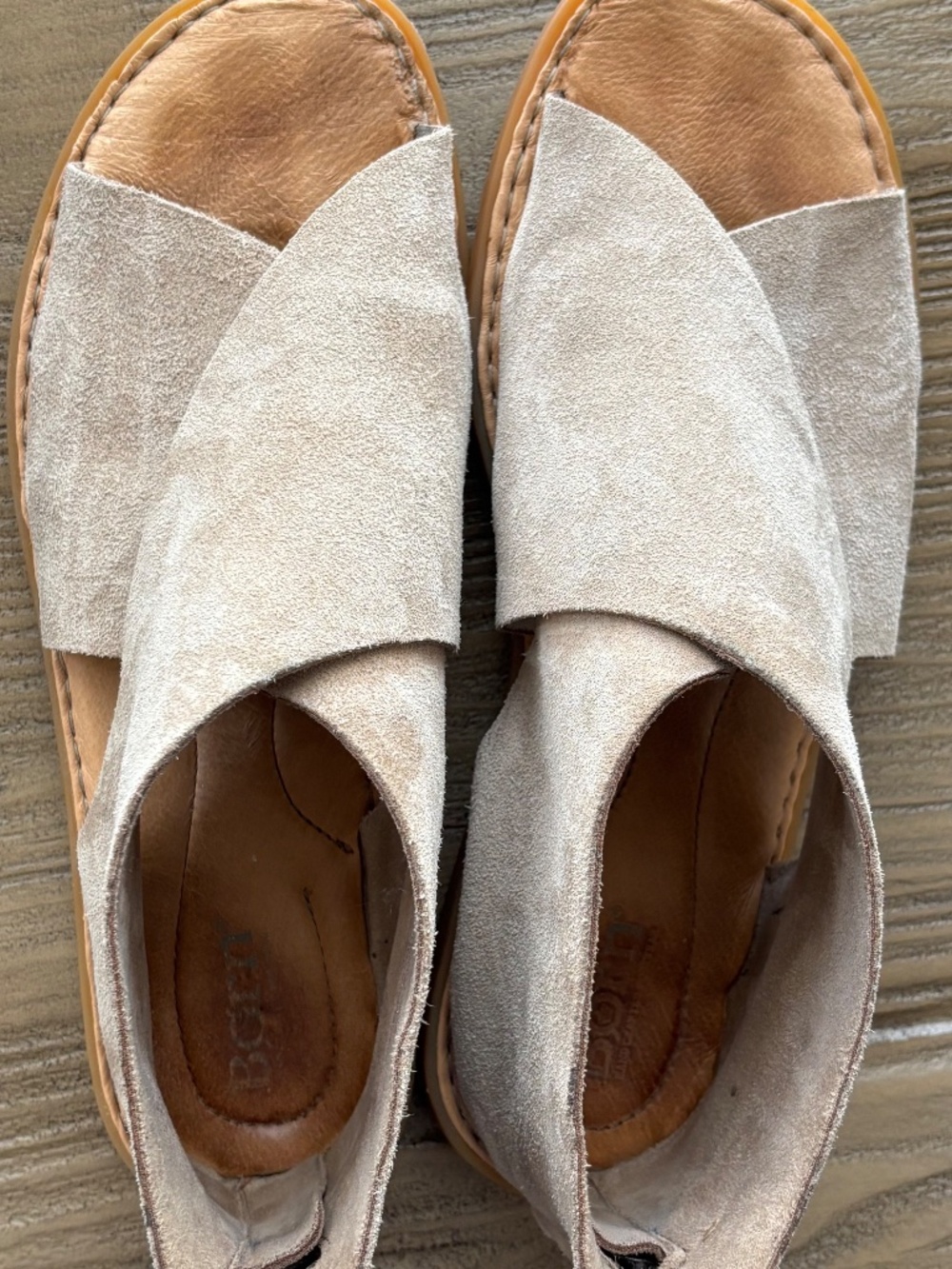Born Iwa Taupe Suede Leather Sandals size 9/40.5 - Picture 10 of 12
